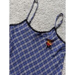 Vintage Disney Pooh Bear Girls M 11-13 Black/Blue Slip Dress Embroidered Pooh 90